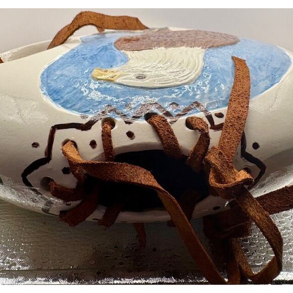 Vintage Native American Eagle Pottery Vase Water Jug 10.5" x 9.75" - Picture 6 of 12